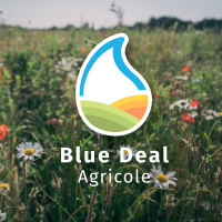 Logo Blue Deal Agricole sur fon fleuri